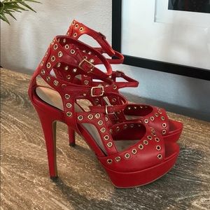 Red Stilettos w/Gold Embelishments